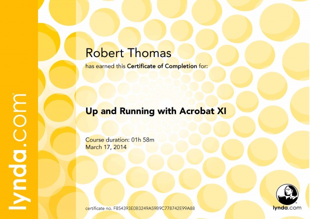 Up and Running with Acrobat XI - Certificate Of Completion