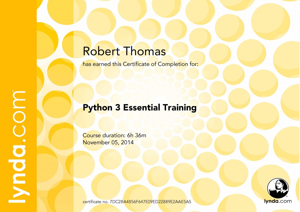 Python 3 Essential Training - Certificate Of Completion