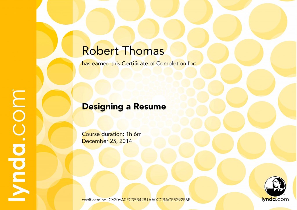 Designing a Resume - Certificate Of Completion