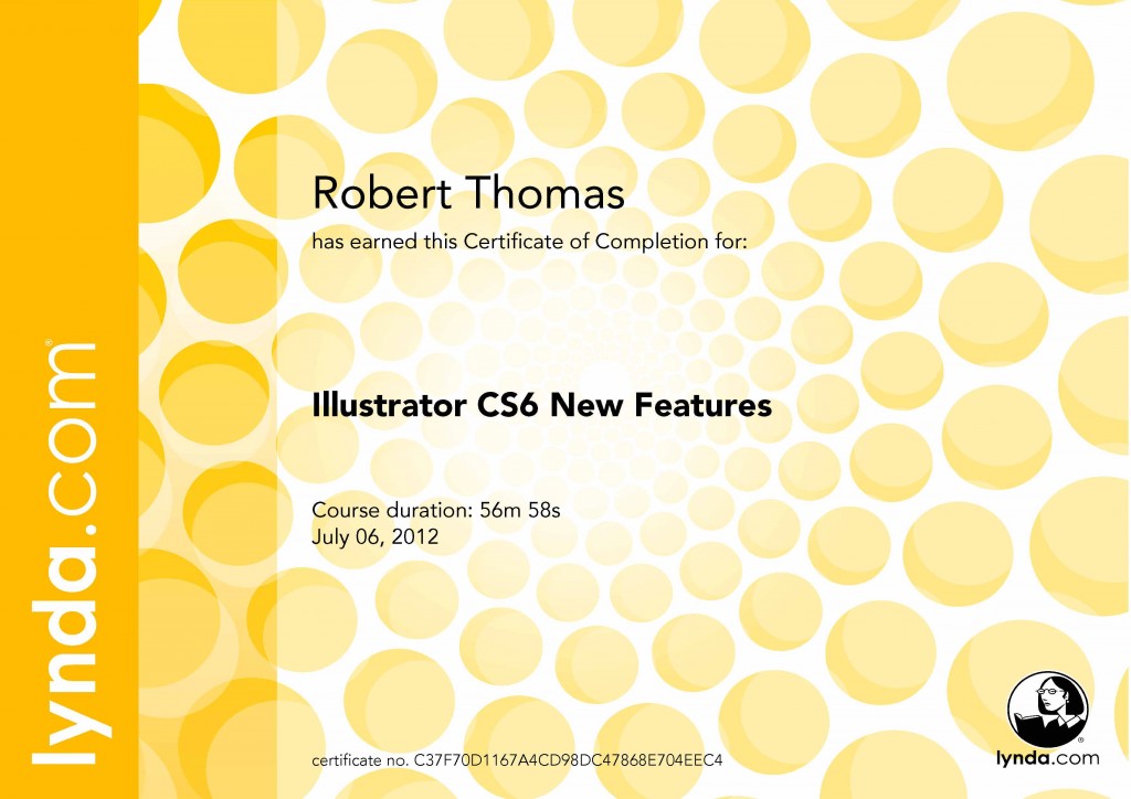 Illustrator CS6 New Features - Certificate Of Completion