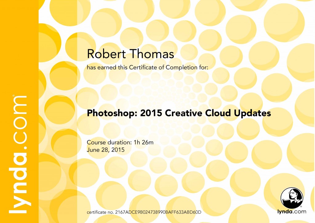 Photoshop: 2015 Creative Cloud Updates - Certificate of Completion