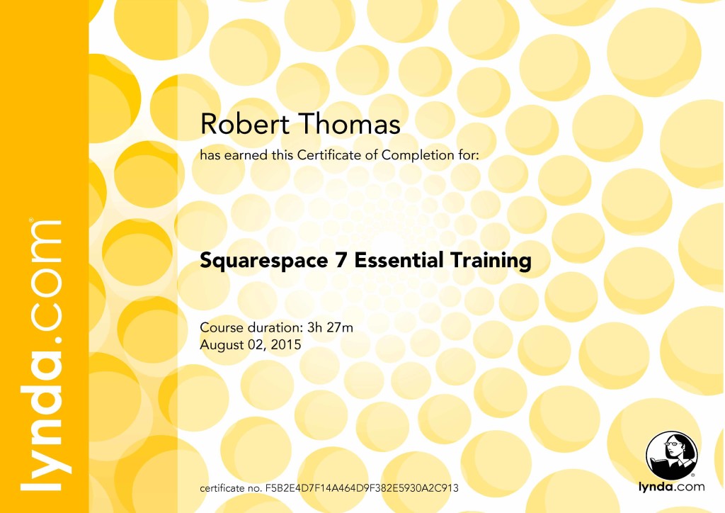 Squarespace 7 Essential Training - Certificate Of Completion