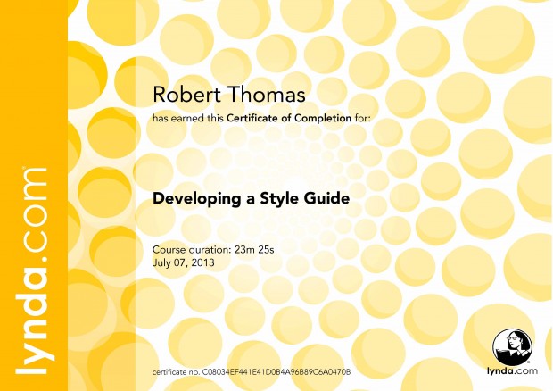 Developing a Style Guide - Certificate Of Completion