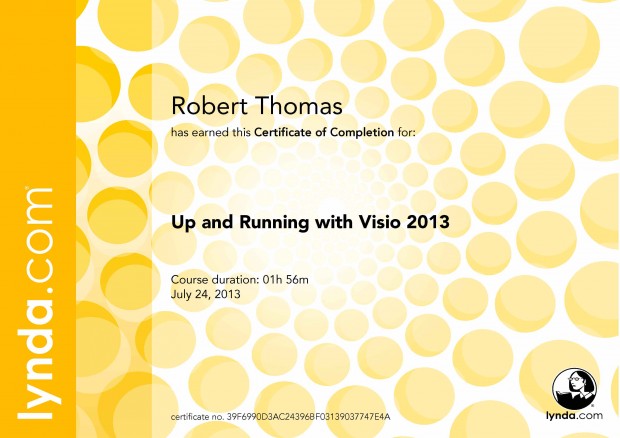 Up and Running with Visio 2013 - Certificate Of Completion