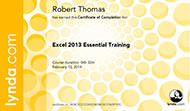 Excel 2013 Essential Training - Certificate Of Completion