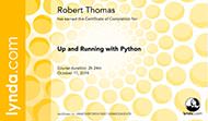 Up and Running with Python - Certificate Of Completion
