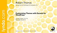 Customizing Themes with Genesis for WordPress - Certificate Of Completion
