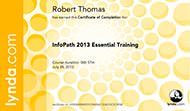 InfoPath 2013 Essential Training - Certificate of Completion