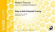 Ruby on Rails 3 Essential Training - Certificate of Completion